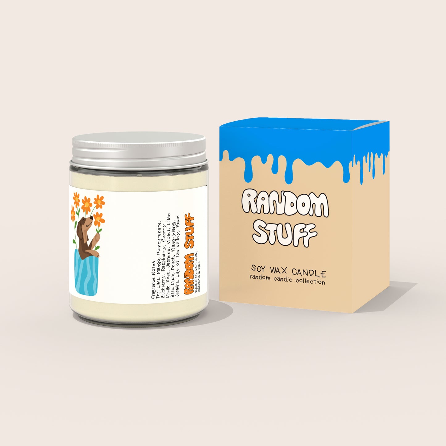 scented candle cute dog with flowers random stuff with box