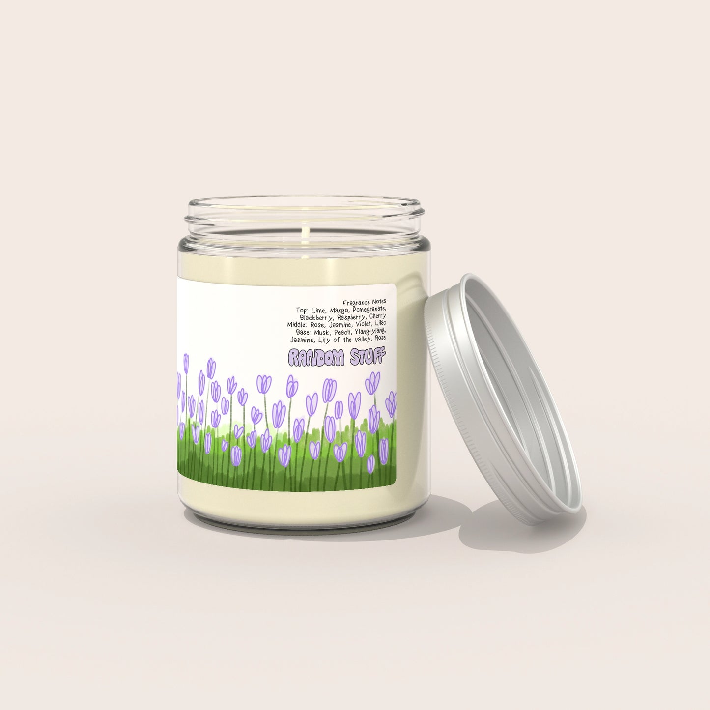 scented candle purple flowers random stuff