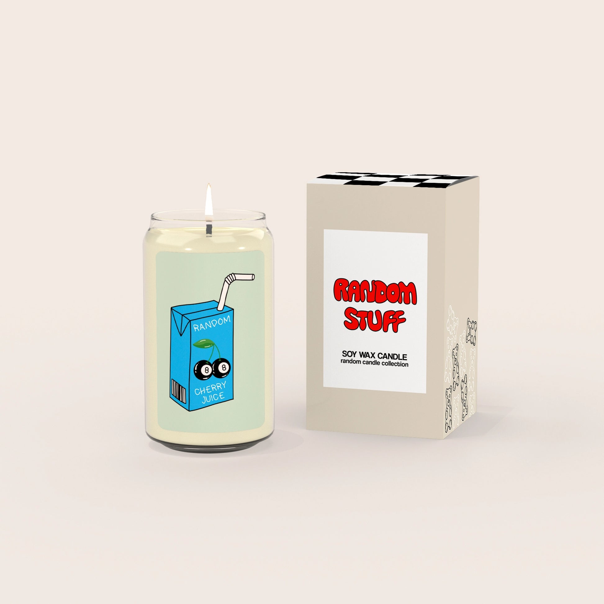 aesthetic scented candle Random Cherry Juice Random Stuff with box