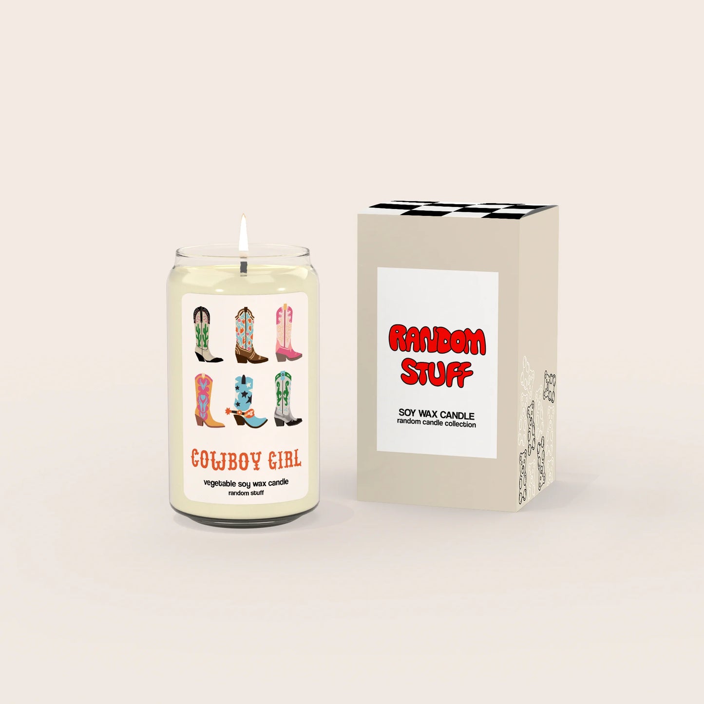 scented candle cowboy girl random stuff with box