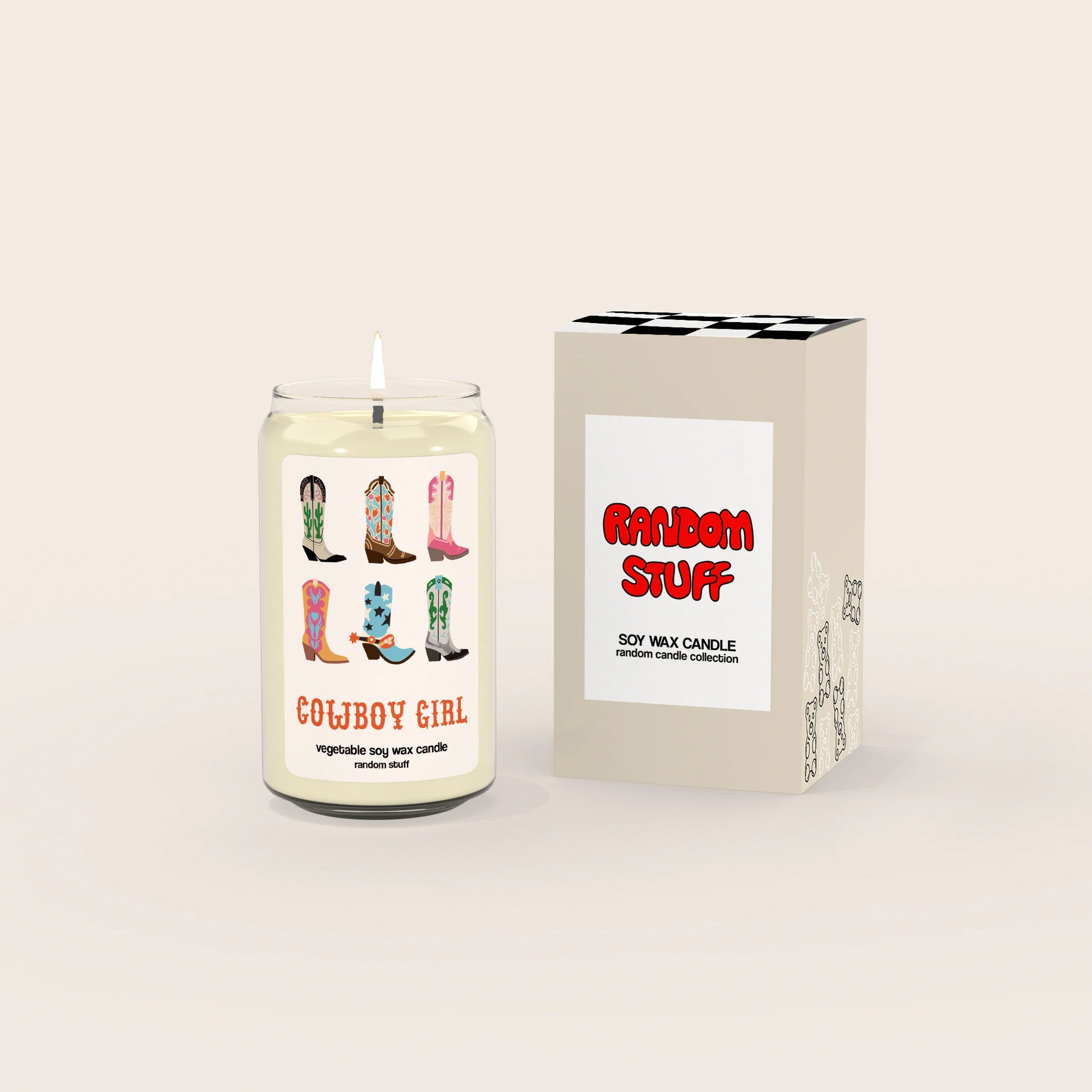 scented candle cowboy girl random stuff with box