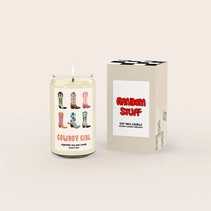 scented candle cowboy girl random stuff with box