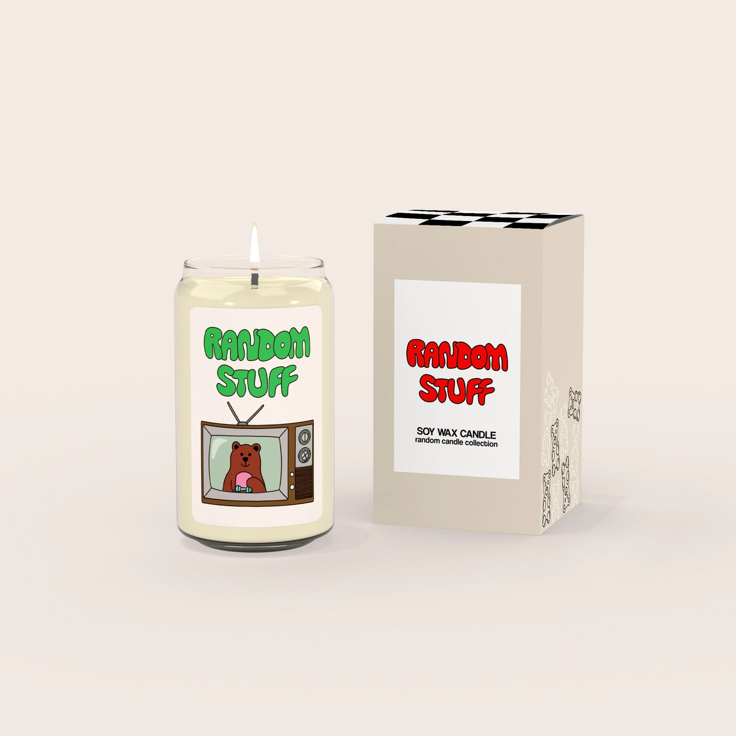 soy wax candle Retro Bear TV Candle Random Stuff with box